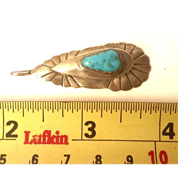 Native American Turquoise Sterling signed Pendant (1606) - Picture 3 of 7